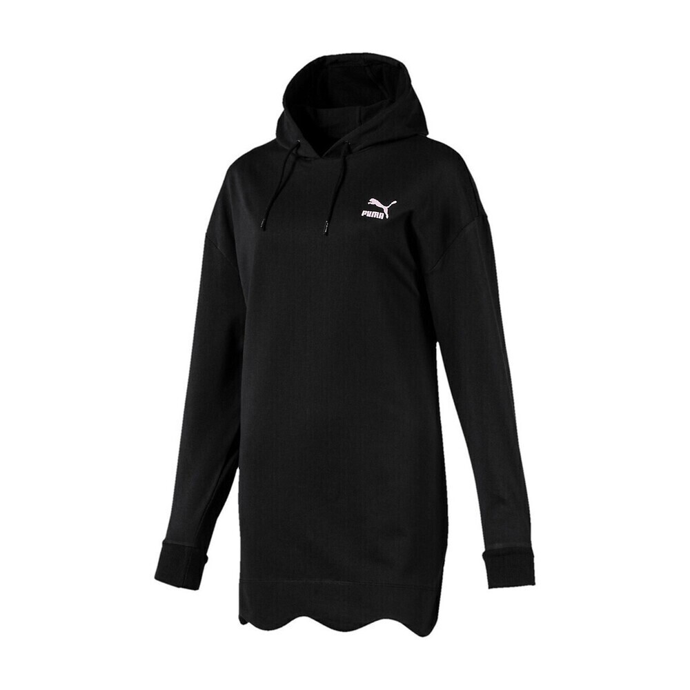 Puma Elongated Scalloped-Hem Hoodie In Black Size M $90